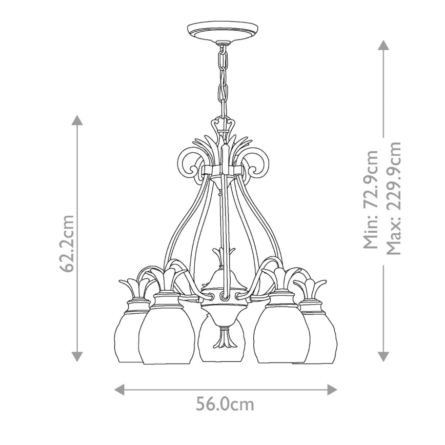 Hinkley - Lampadario a sospensione con catena PLANTATION 5xE27/60W/230V oro