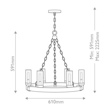 Hinkley - Lampadario a catena SAWYER 6xE14/40W/230V marrone