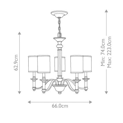 Hinkley - Lustre sur chaîne SUSSEX 5xE14/40W/230V chrome mat