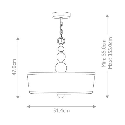 Hinkley - Lampadario a catena ZELDA 3xE27/60W/230V cromo lucido