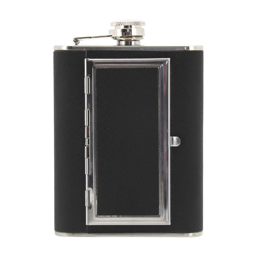 Hip flask mit cigar Tasche 175 ml schwarz