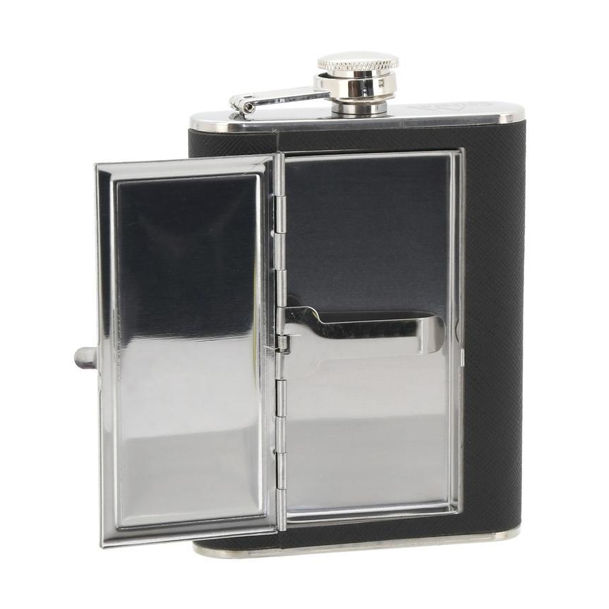 Hip flask mit cigar Tasche 175 ml schwarz