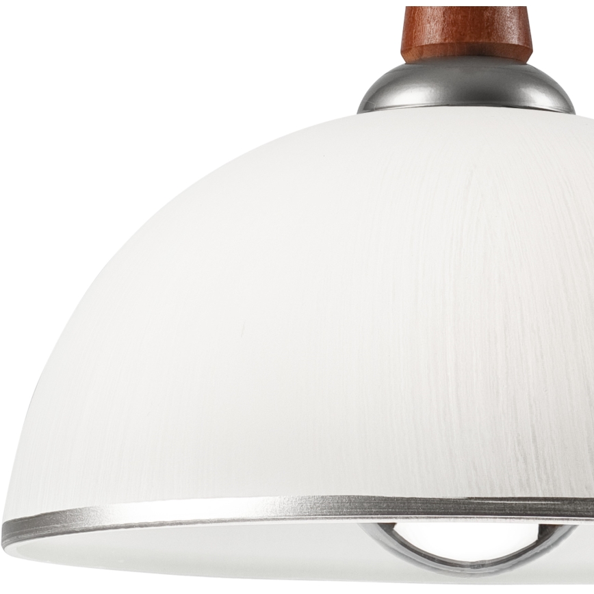 Höhenverstellbare Hängeleuchte CHIARA 1xE27/60W/230V silbern/braun/Buche