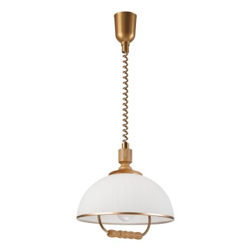 Höhenverstellbare Pendelleuchte RAMONA 1xE27/60W/230V Braun/Weiß/Eiche