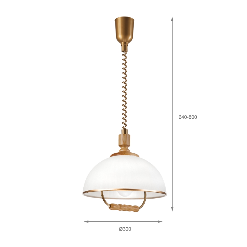 Höhenverstellbare Pendelleuchte RAMONA 1xE27/60W/230V Braun/Weiß/Eiche