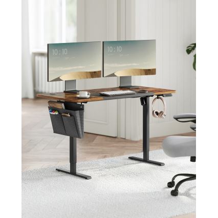 Höhenverstellbarer Schreibtisch SOLEA-X braun/schwarz