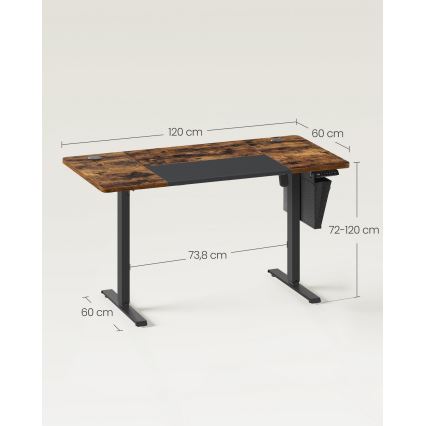Höhenverstellbarer Schreibtisch SOLEA-X braun/schwarz