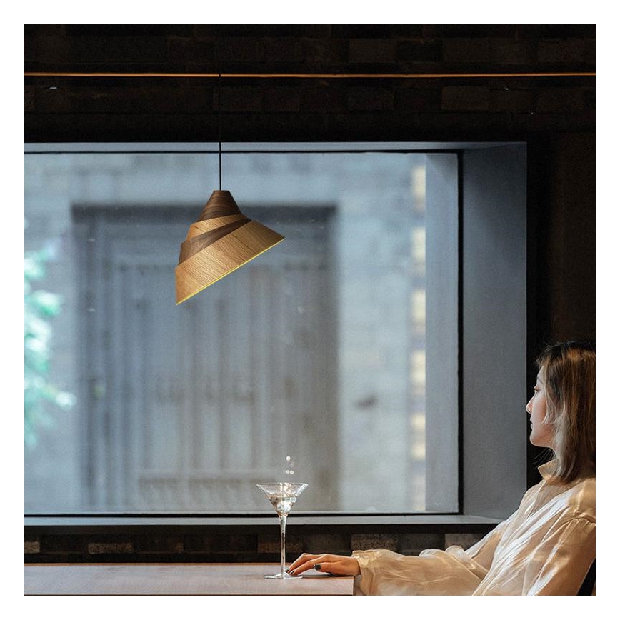 Holz-Pendelleuchte an Kabel 1xE27/60W/230V Ø 33 cm massiv/Eiche/Nussbaum/Kautschukbaum