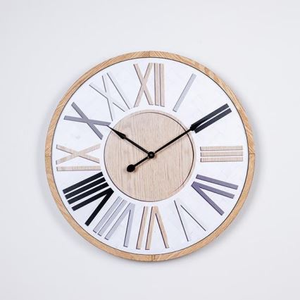 Horloge murale 1 pile AA Ø 50 cm blanche/beige