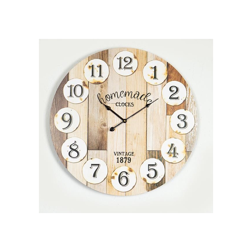 Horloge murale 1 pile AA Ø 58,2 cm blanc/beige