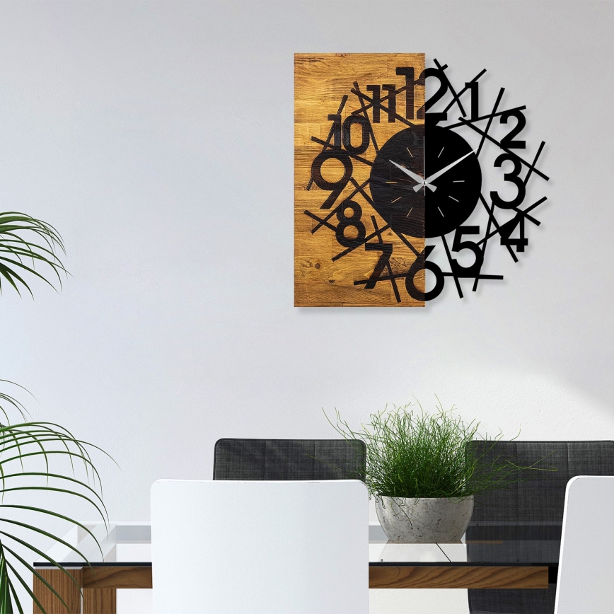 Horloge murale 59x58 cm 1xAA bois/métal