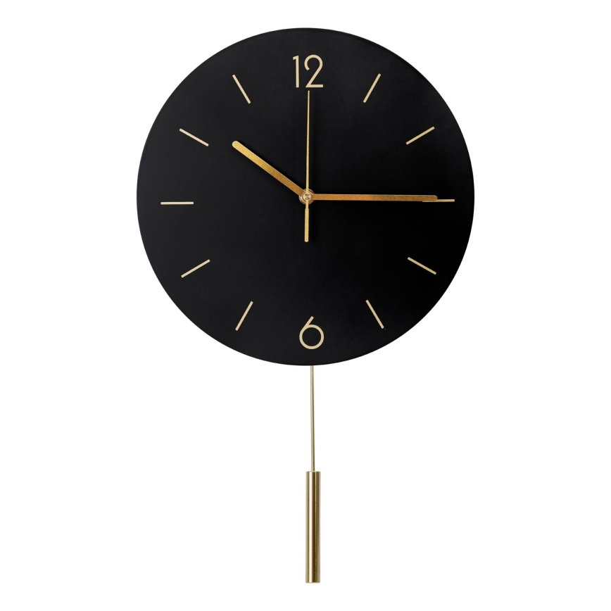 Horloge murale avec pendule d. 30 cm 1xAA noir/doré