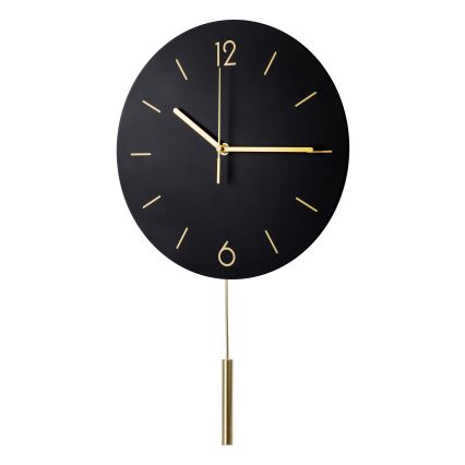 Horloge murale avec pendule d. 30 cm 1xAA noir/doré