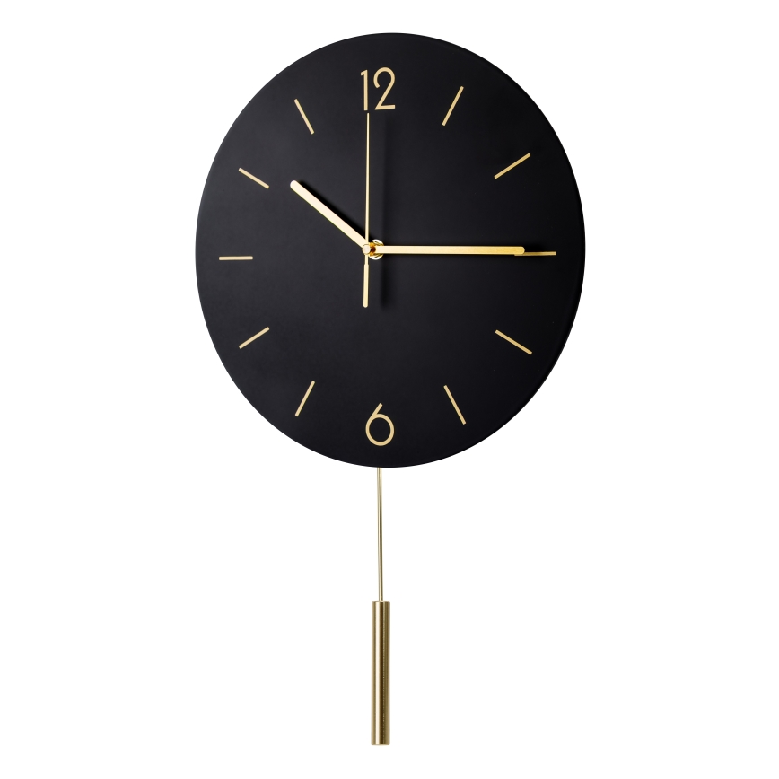 Horloge murale avec pendule d. 30 cm 1xAA noir/doré
