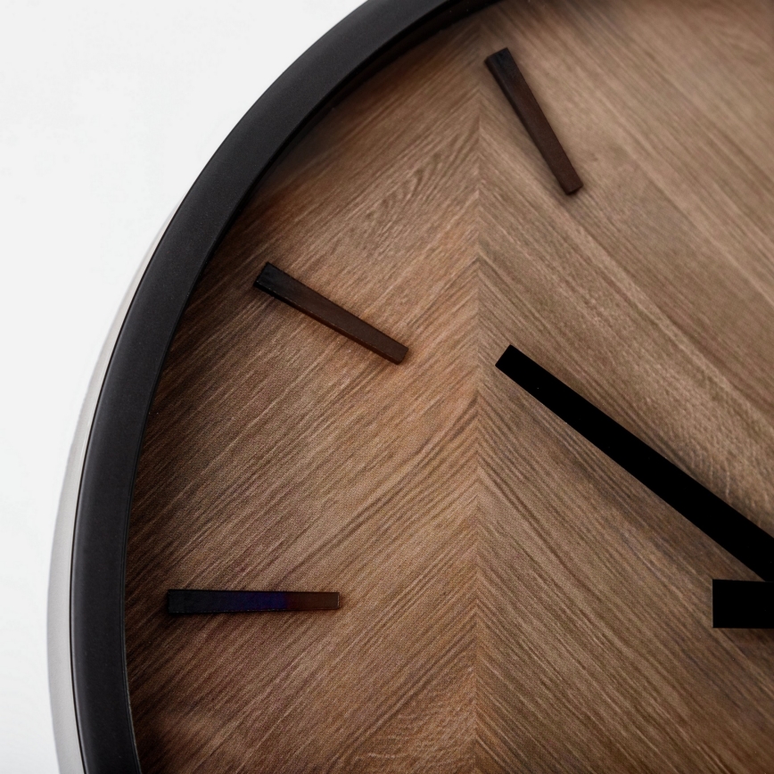 Horloge murale d. 30 cm 1xAA noir/marron
