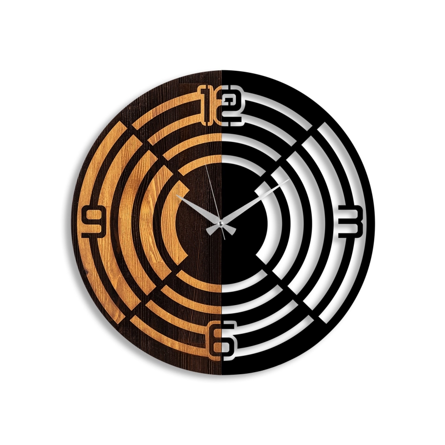 Horloge murale d. 56 cm 1xAA bois/métal