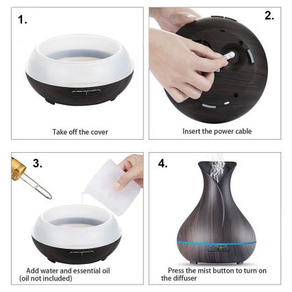 Humidificateur et ioniseur d'air LED RGB 400 ml