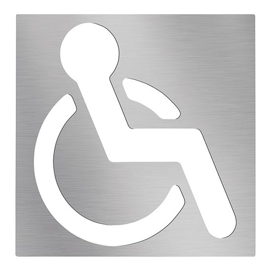 Icona Disabili 12x12 cm acciaio inox/argento