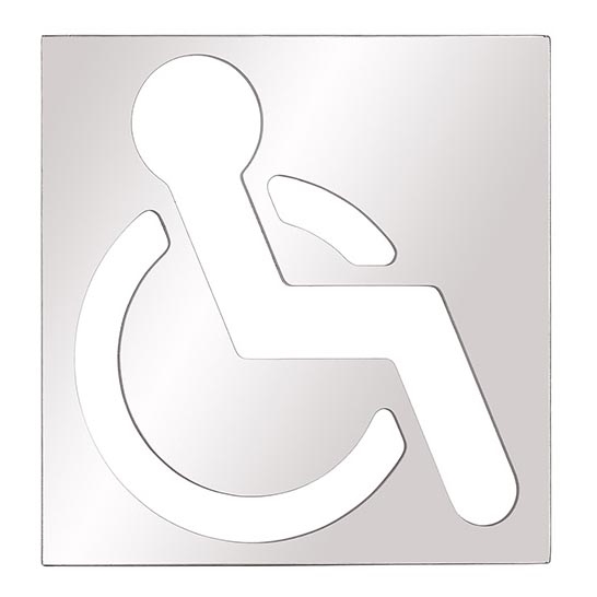 Icona per disabili 12x12 cm in acciaio inossidabile/argento