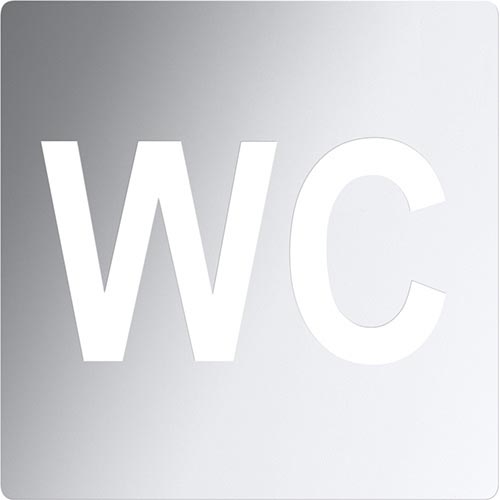 Icona WC 12x12 cm in acciaio inossidabile/argento
