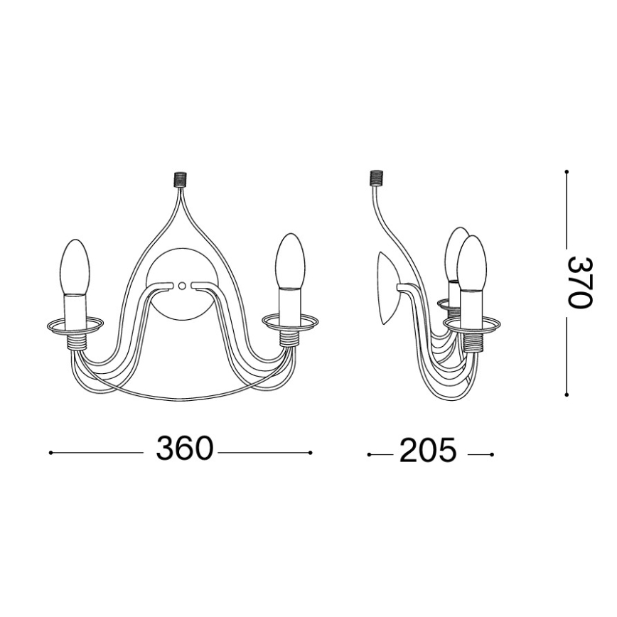 Ideal Lux - Applique da parete CORTE 2xE14/40W/230V, finitura rame