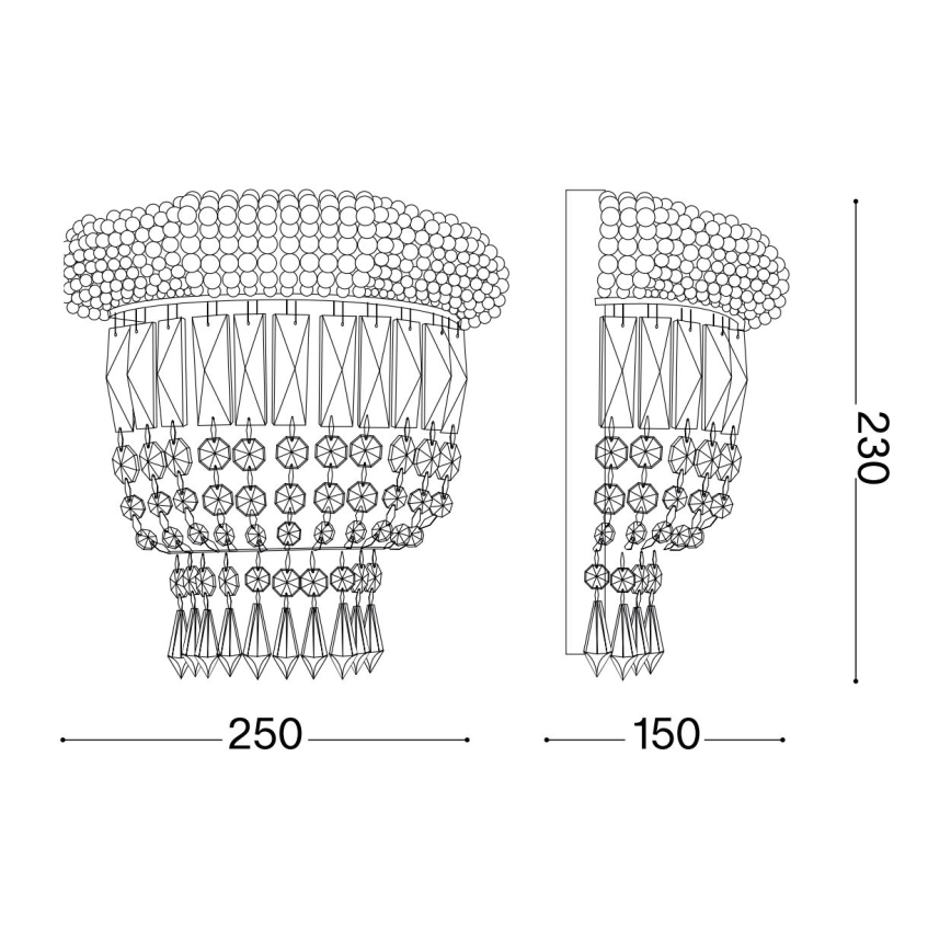Ideal Lux - Applique di cristallo DUBAI 2xE14/28W/230V oro