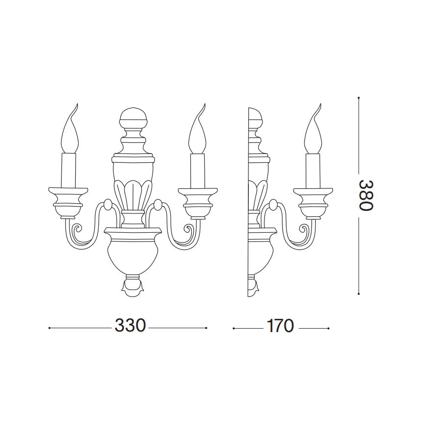 Ideal Lux - Applique FIRENZE 2xE14/40W/230V bianco/oro