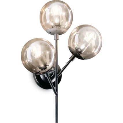 Ideal Lux - Applique KEPLER 3xE27/42W/230V nero/fumé