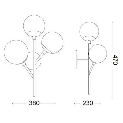 Ideal Lux - Applique KEPLER 3xE27/42W/230V nero/fumé
