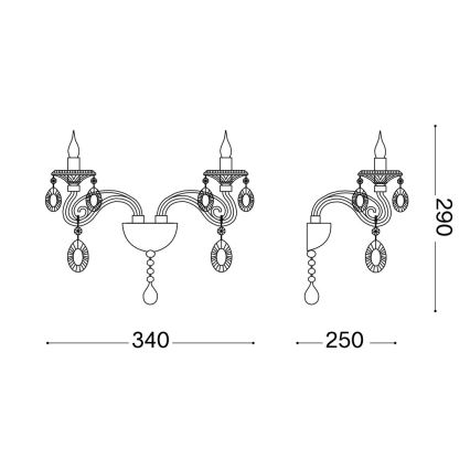 Ideal Lux - cristallo muro lampada NEGRESCO 2xE14/28W/230V oro