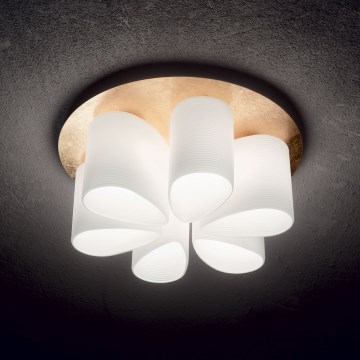 Ideal Lux - Deckenleuchte DAISY 6xE27/52W/230V d 60 cm golden/weiß