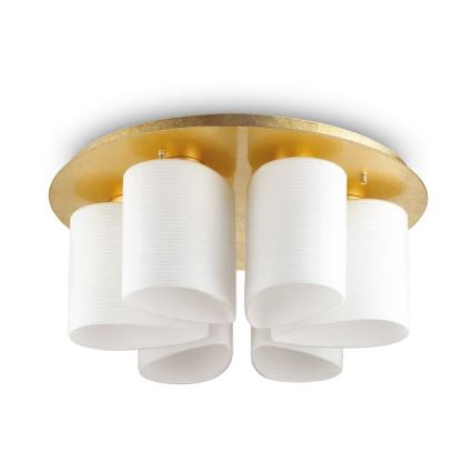 Ideal Lux - Deckenleuchte DAISY 6xE27/52W/230V d 60 cm golden/weiß