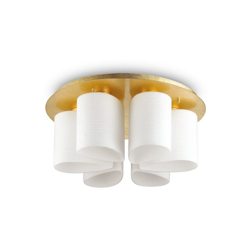 Ideal Lux - Deckenleuchte DAISY 6xE27/52W/230V d 60 cm golden/weiß
