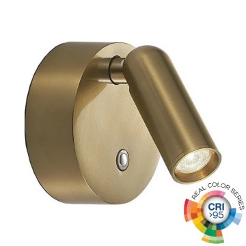 Ideal Lux - Faretto da parete LED dimmerabile, ricaricabile e con comando touch BEAN LED/3W/5V 2200 mAh CRI 95 ottone