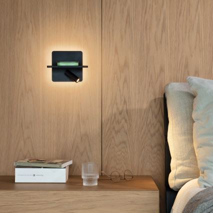 Ideal Lux - Faretto da parete orientabile a LED PIANO LED/10W/230V CRI 90 USB nero