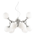Ideal Lux - Hängeleuchte an Drahtseil NODI 9xE14/28W/230V Ø 80 cm glänzender Chrom/Weiß