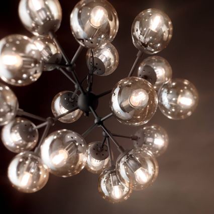 Ideal Lux - Hängeleuchte an Kette KEPLER 18xE27/42W/230V d 69 cm schwarz/rauchig