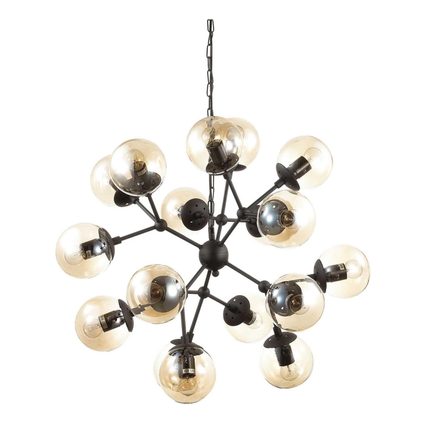 Ideal Lux - Hängeleuchte an Kette KEPLER 18xE27/42W/230V d 69 cm schwarz/rauchig
