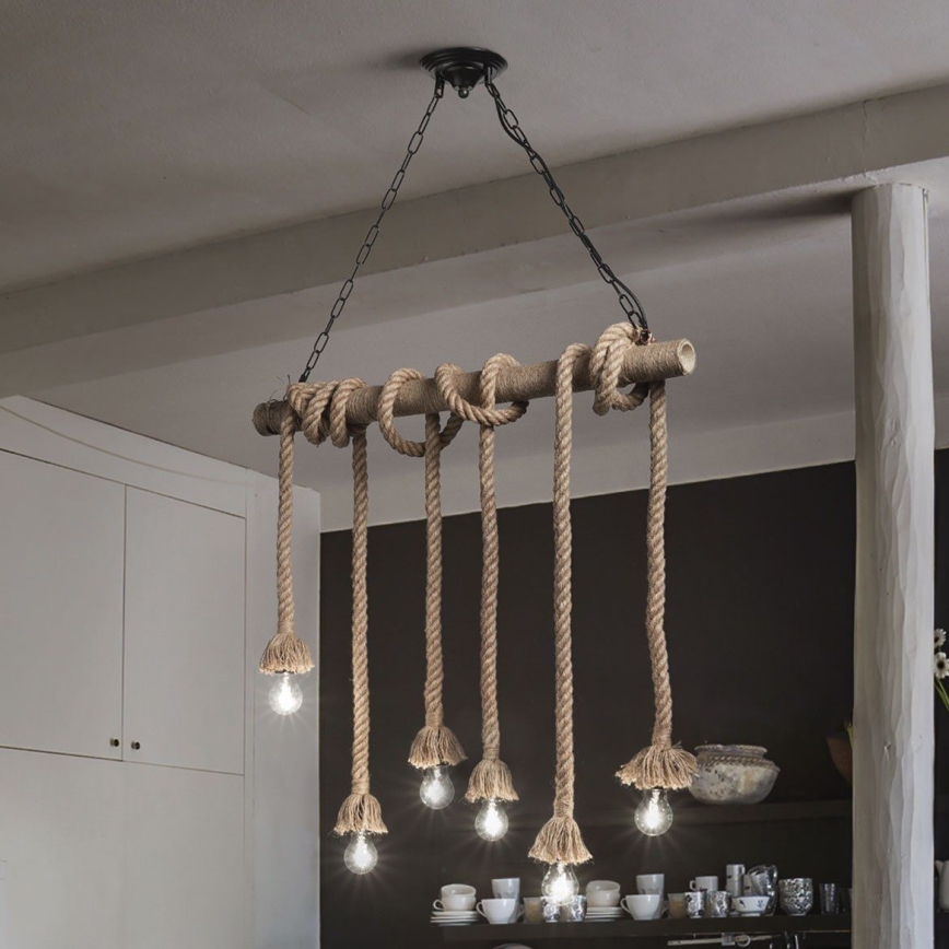 Ideal Lux - Hängeleuchte CANAPA 6xE27/15W/230V braun