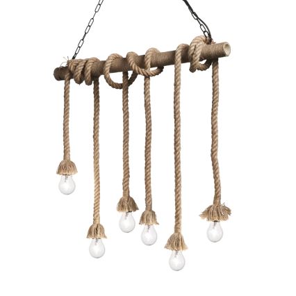 Ideal Lux - Hängeleuchte CANAPA 6xE27/15W/230V braun