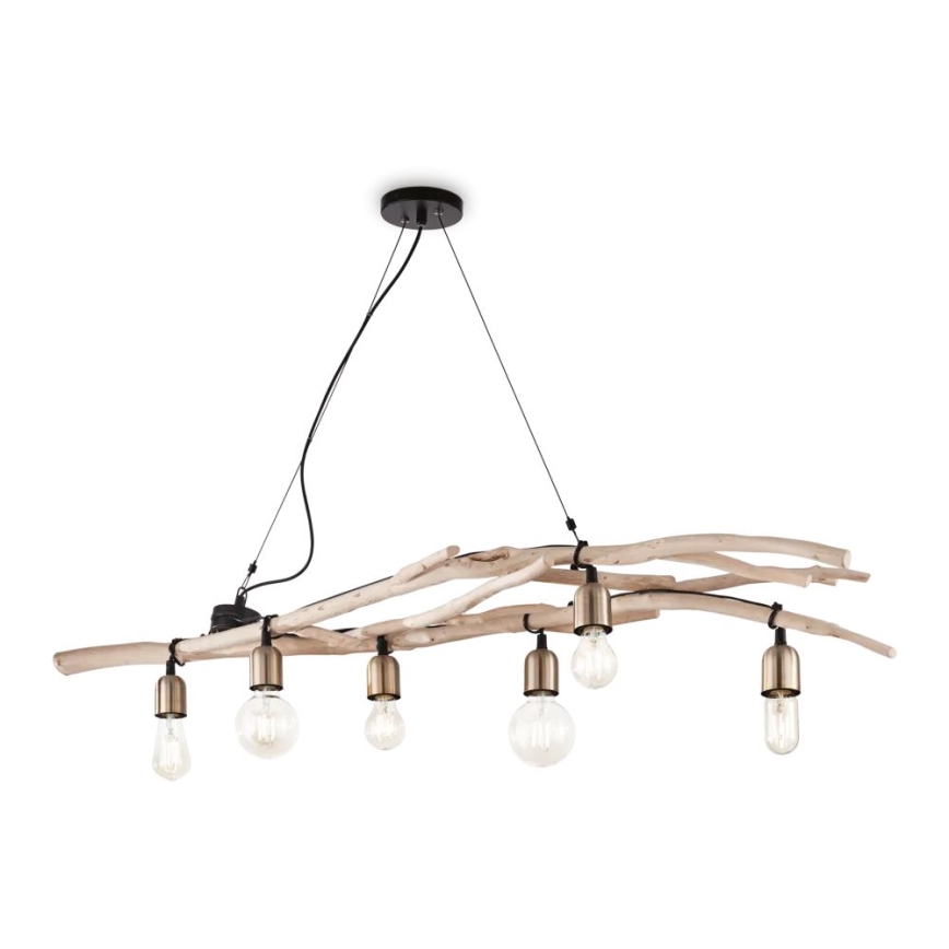 Ideal Lux - Hängeleuchte DRIFTWOOD 6xE27/60W/230V Guave