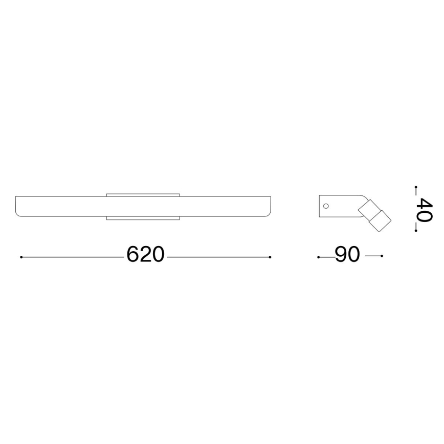 Ideal Lux - Illuminazione a LED per specchi da bagno RIFLESSO LED/16W/230V 62 cm CRI 90 IP54 nero