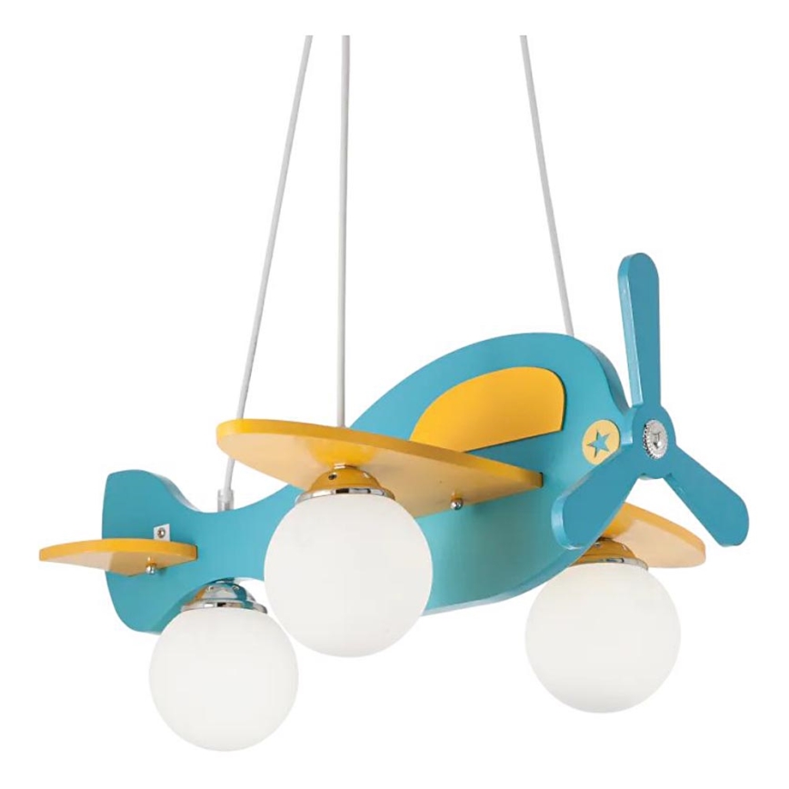 Ideal Lux - Kinder-Hängeleuchte AVION 3xE27/28W/230V blau