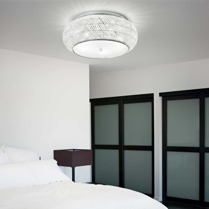 Ideal Lux - Kristall-Deckenleuchte PASHA 10xE14/40W/230V d 55 glänzendes Chrom