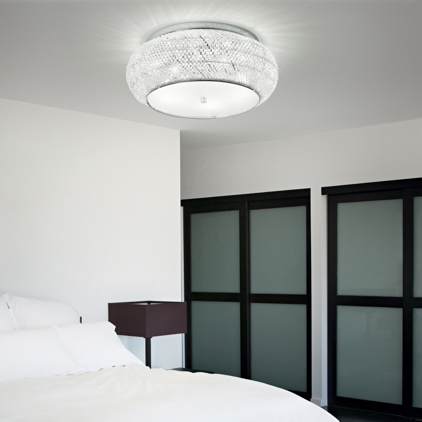 Ideal Lux - Kristall-Deckenleuchte PASHA 14xE14/40W/230V d 65 glänzendes Chrom