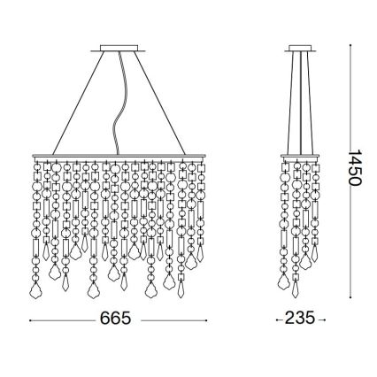 Ideal Lux - Kristall-Hängeleuchte RAIN 5xE14/40W/230V klar