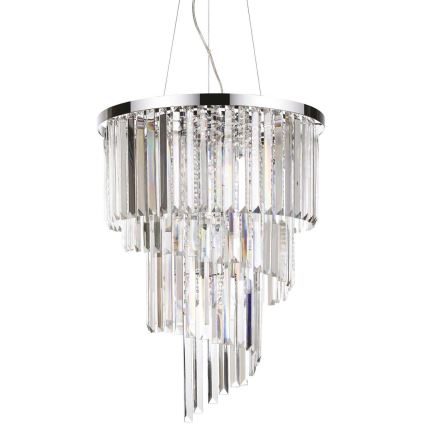 Ideal Lux - Kristall-Kronleuchter an Aufhängung CARLTON 12xE14/40W/230V d 50 cm glänzendes Chrom