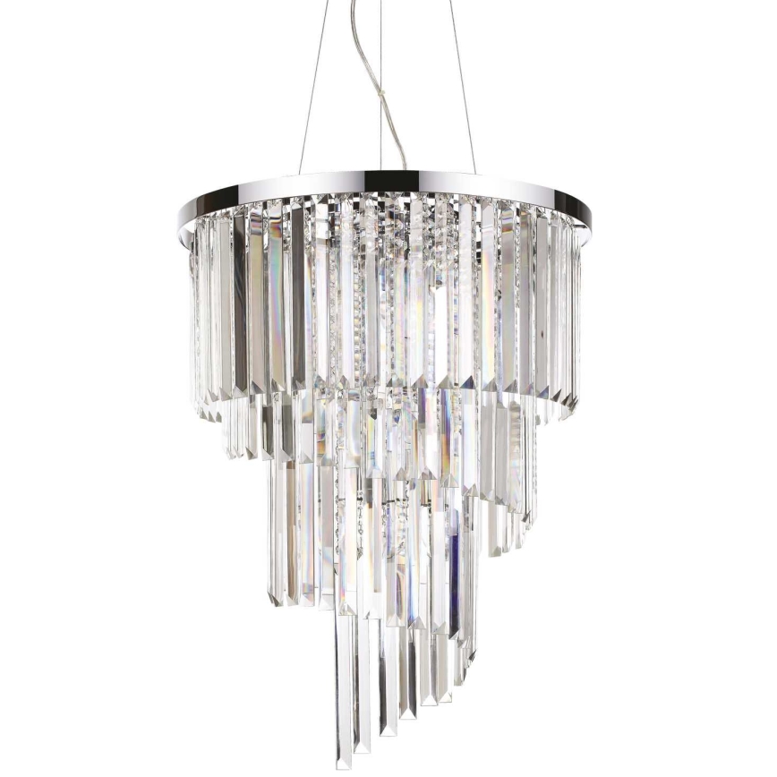 Ideal Lux - Kristall-Kronleuchter an Aufhängung CARLTON 12xE14/40W/230V d 50 cm glänzendes Chrom