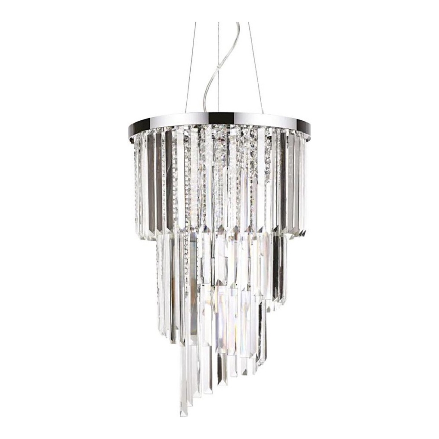 Ideal Lux - Kristall-Kronleuchter an Aufhängung CARLTON 8xE14/40W/230V d 40 cm glänzendes Chrom