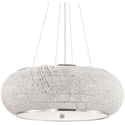 Ideal Lux - Kristall-Kronleuchter an Aufhängung PASHA 14xE14/40W/230V d 65 cm glänzendes Chrom